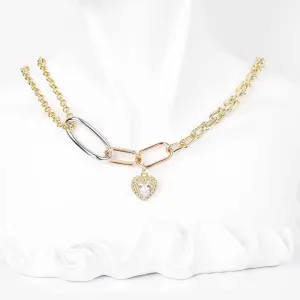 قلادة من الزركون مطلية بالذهب الأبيض عيار 14 قيراطًا 14k White Gold Plated Zircon Necklace