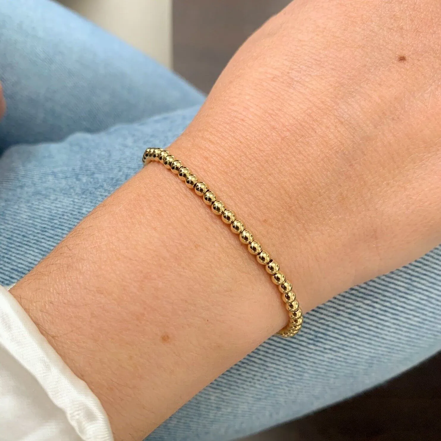 10K Gold 3mm Bead Bracelet
