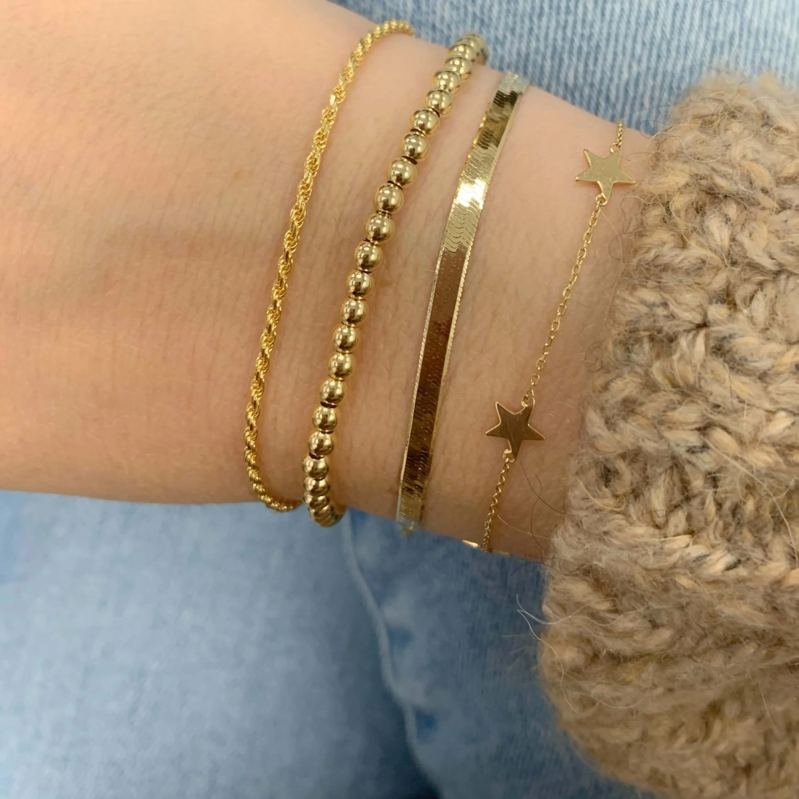 10K Gold 3mm Bead Bracelet