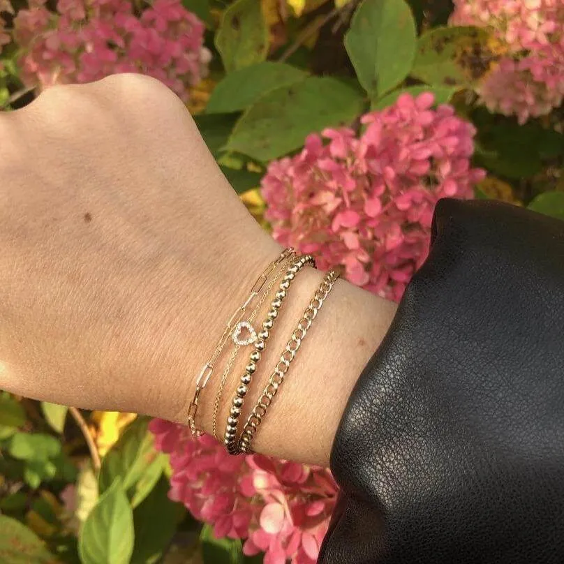 10K Gold 3mm Bead Bracelet