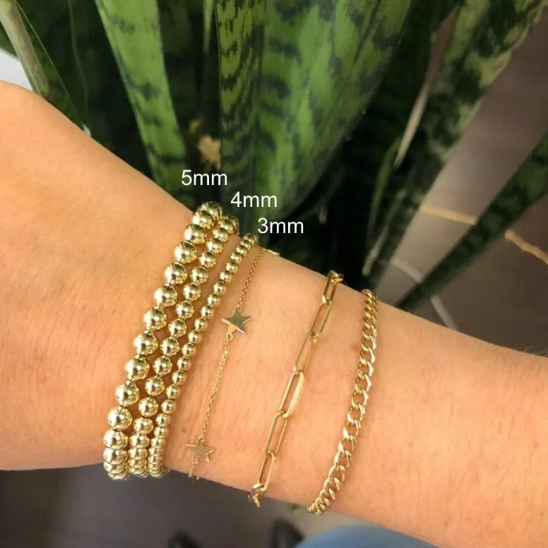 10K Gold 3mm Bead Bracelet