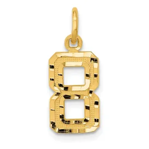 14k Yellow Gold Polished Diamond Cut Finish Small Size Number 8 Charm Pendant