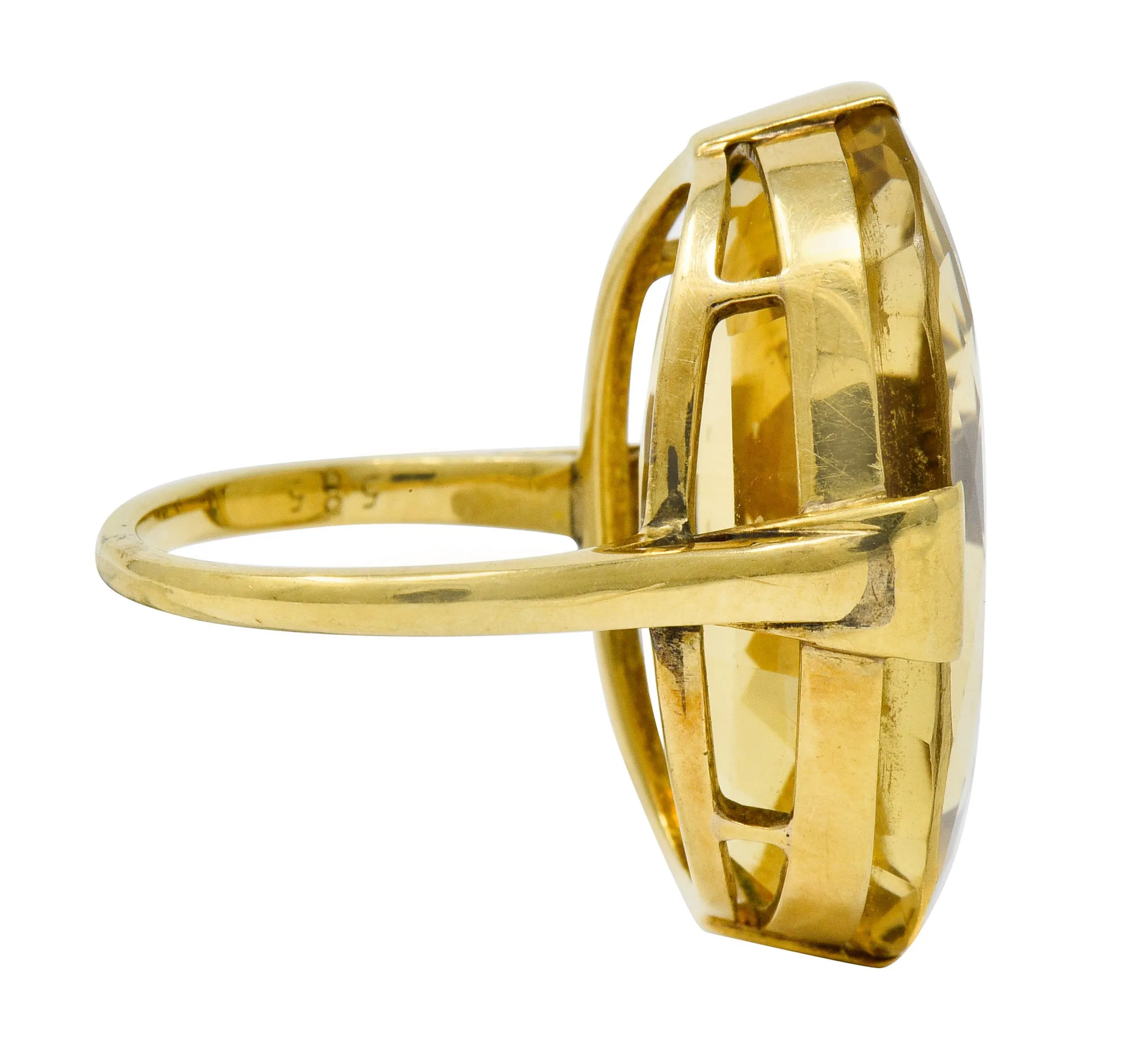 1940's Retro Citrine 14 Karat Gold Gemstone Statement Ring