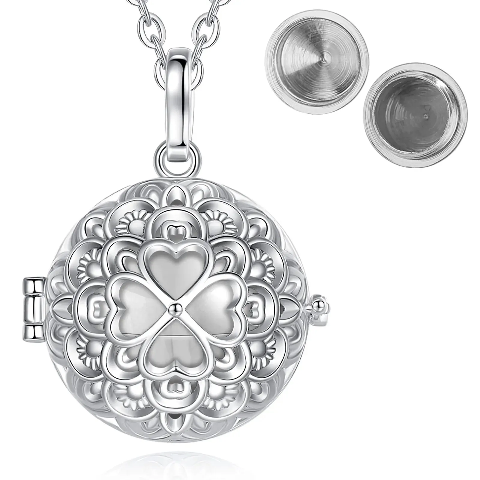20mm Cremation Urn Necklace | Flower   Clover Design | Various Colours