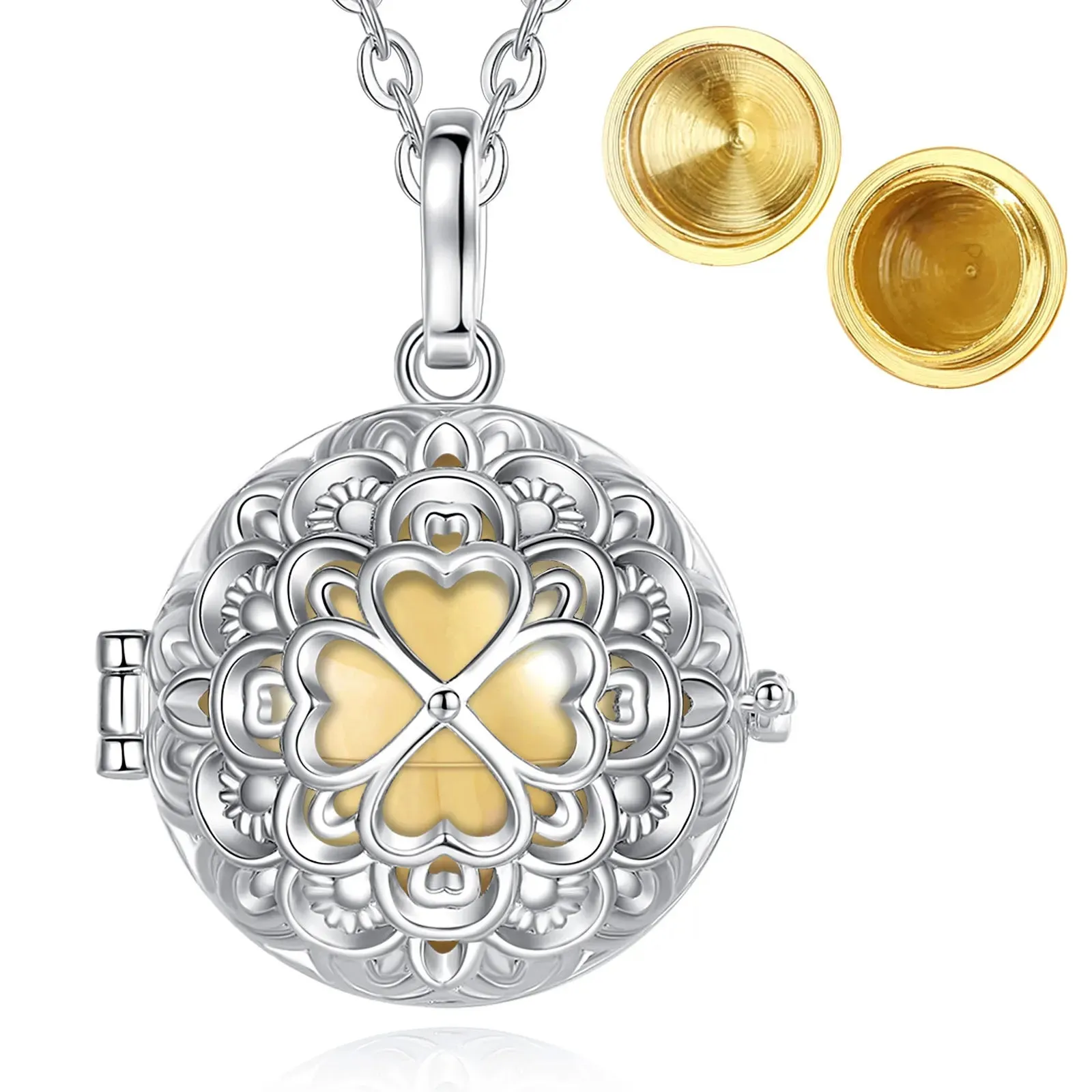 20mm Cremation Urn Necklace | Flower   Clover Design | Various Colours