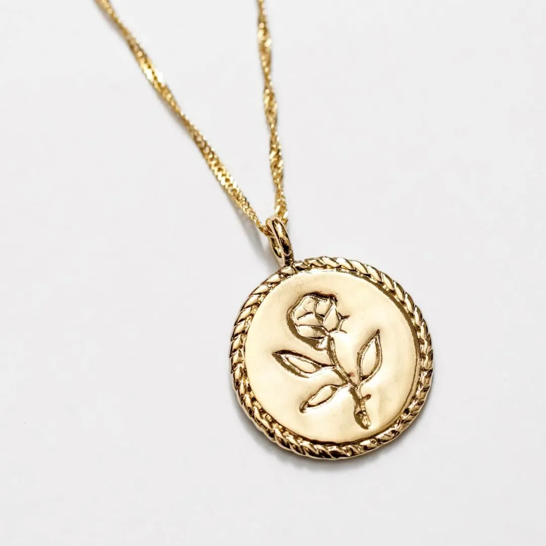 20" Rose Coin Necklace (Gold)