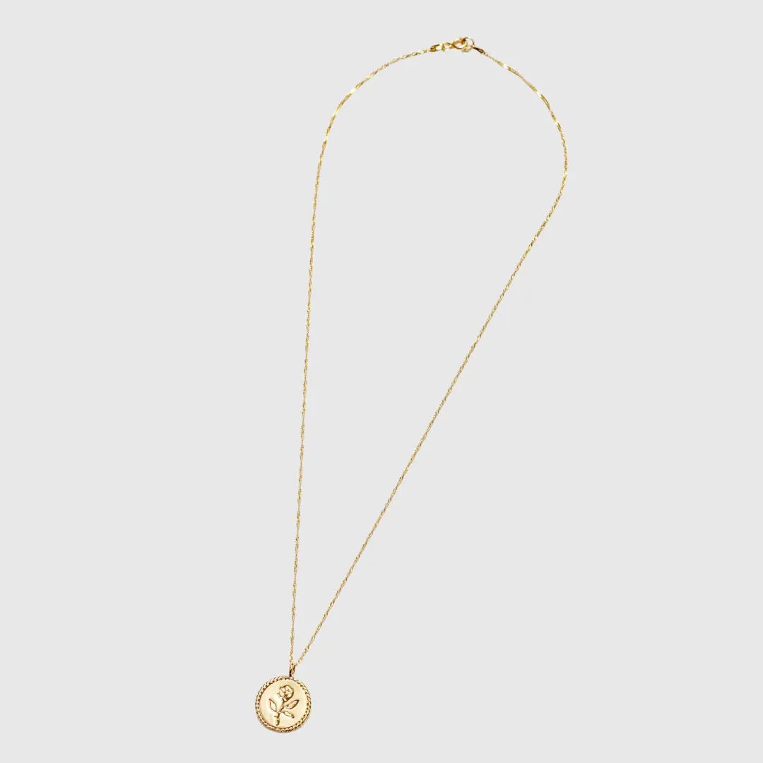 20" Rose Coin Necklace (Gold)