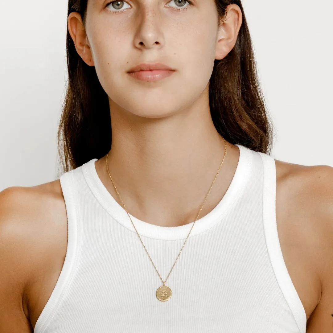 20" Rose Coin Necklace (Gold)