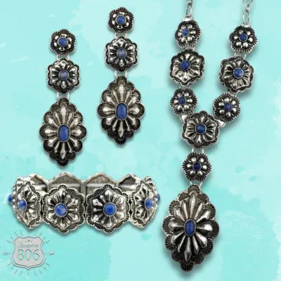 806 by Pink Panache Western Y Shape Denim Concho Necklace