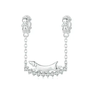 925 Sterling Silver Dachshund Beaded Bracelet