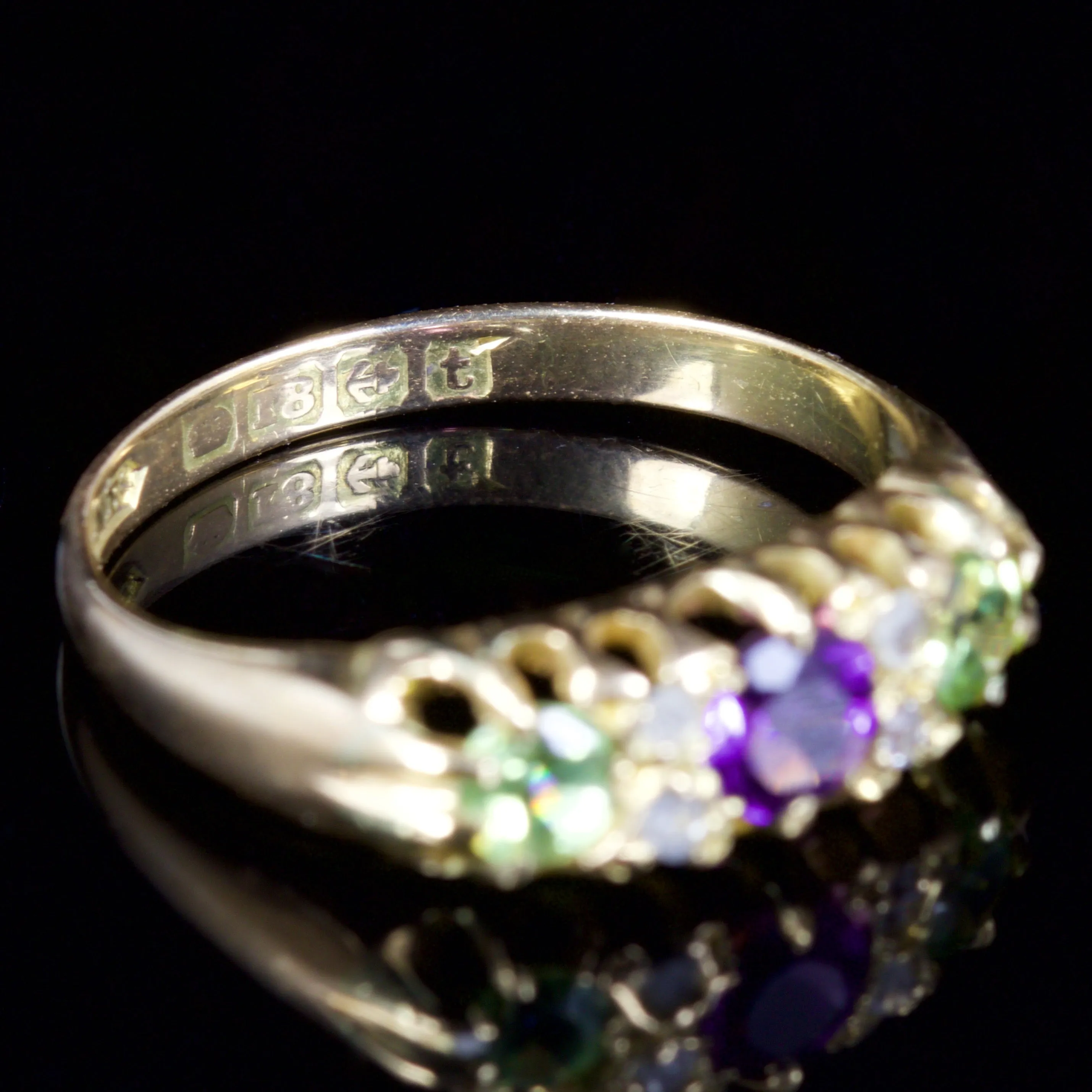 Antique Edwardian Suffragette Ring 18Ct Dated Birmingham 1918
