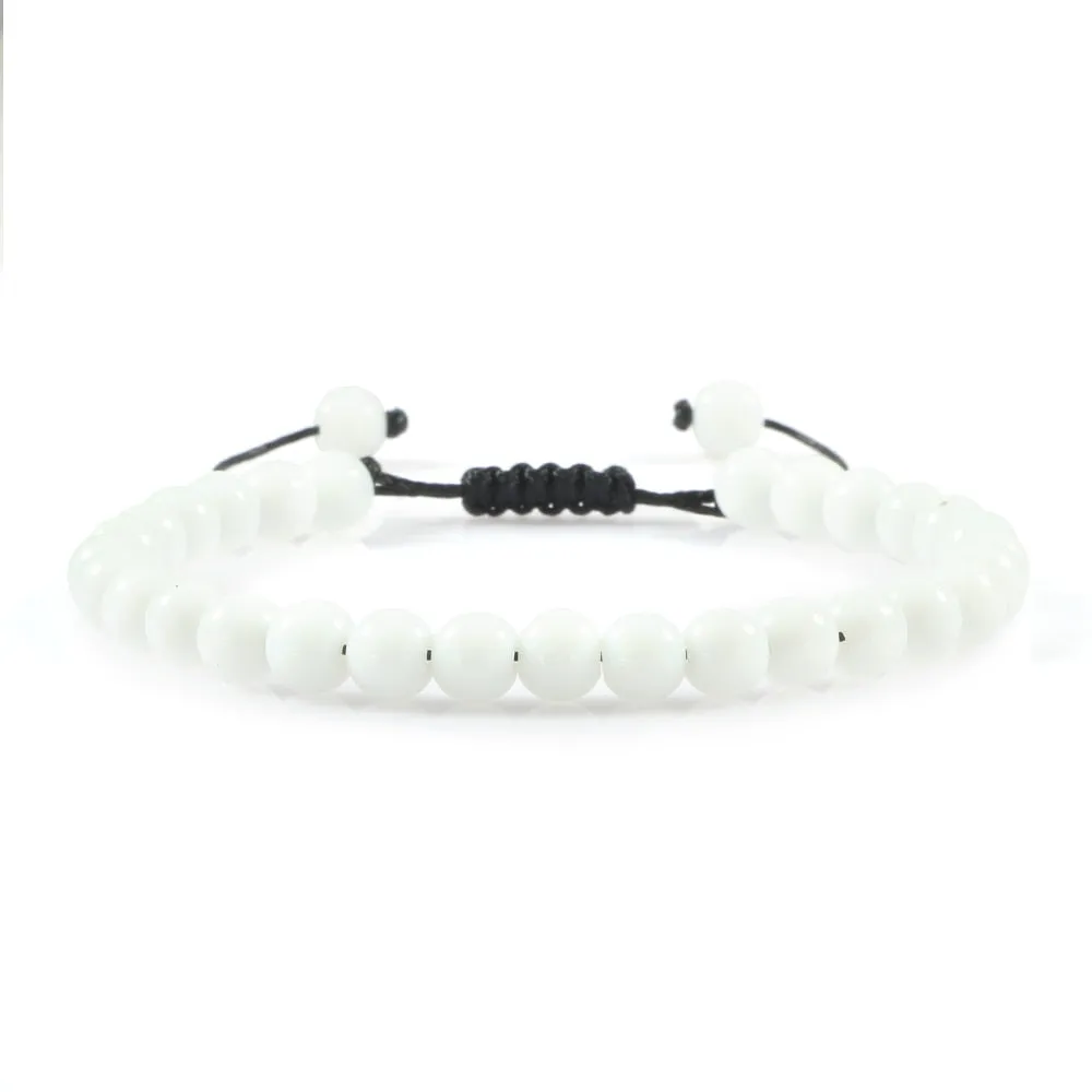 Beaded Bracelet Handmade 4 6 8mm Natural Stone Shiny Black Onyx Beads Bracelets