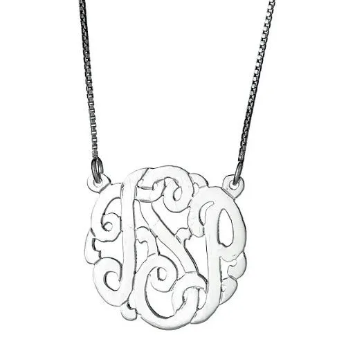 Better Jewelry Small .925 Sterling Silver Custom Three Letter Monogram Pendant Necklace (.9)