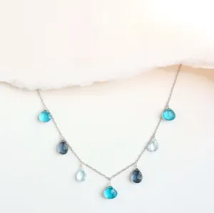 Blue Gemstone Silver Sparkler Necklace