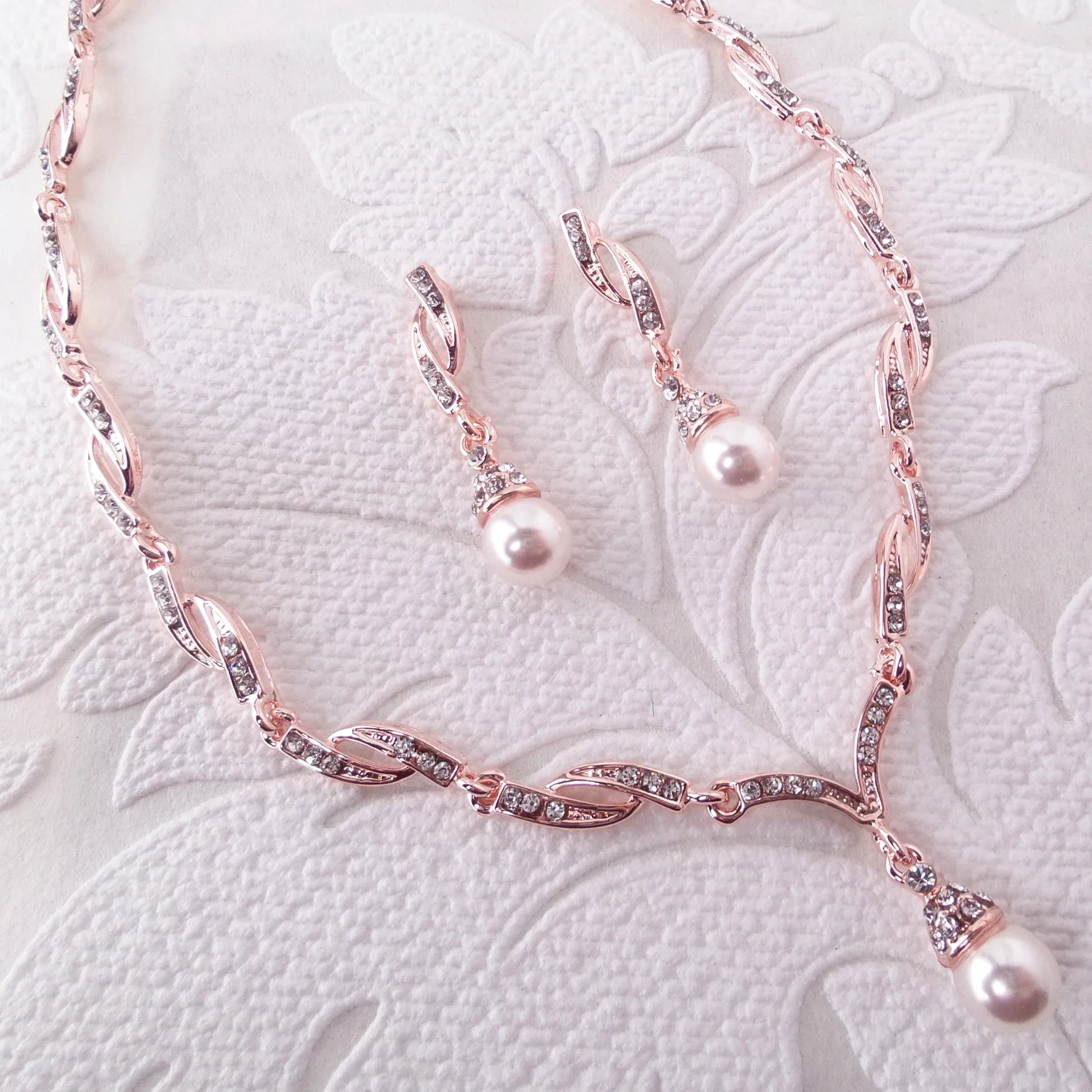 Classic Bridal Necklace and Drop Earrings Set