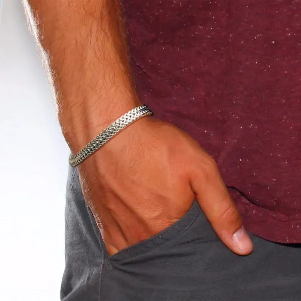 Classy Men Silver 2-Row Foxtail Bracelet
