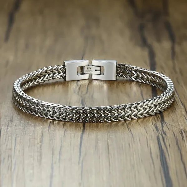 Classy Men Silver 2-Row Foxtail Bracelet