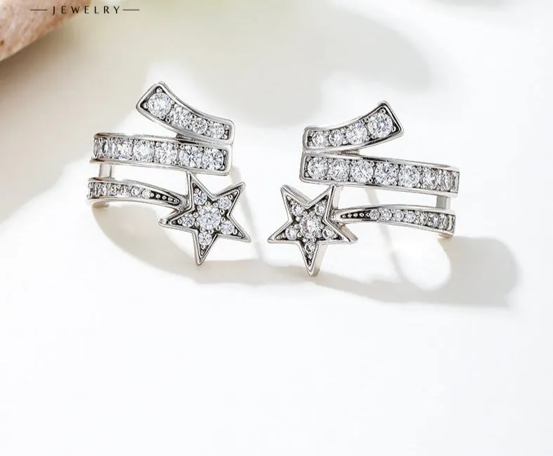 Earrings personalized earrings five-pointed star temperament simple fashion luxury zircon