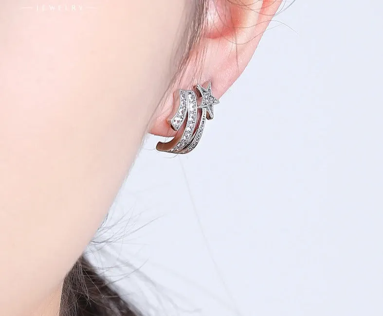 Earrings personalized earrings five-pointed star temperament simple fashion luxury zircon