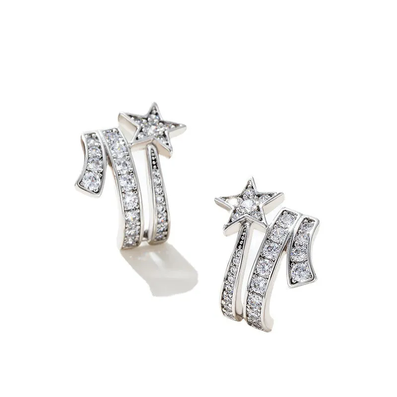 Earrings personalized earrings five-pointed star temperament simple fashion luxury zircon