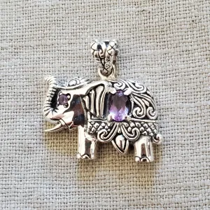 Elephant .925 Sterling Silver Gemstone Pendant from Bali