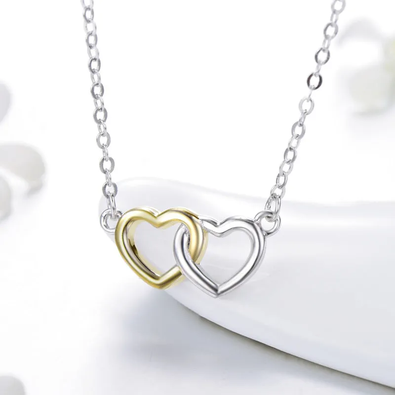 Everyday Genie Sterling Silver Double Heart Necklace