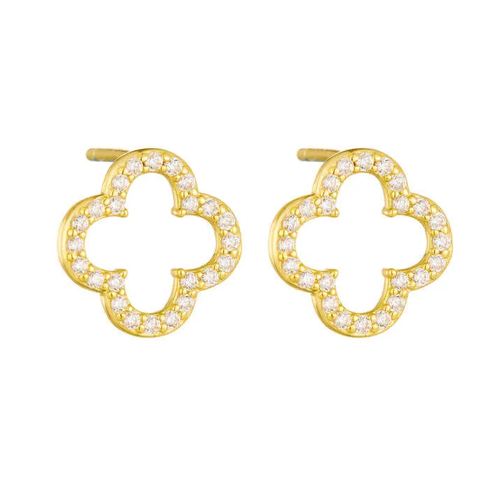 Fashion Simple Hollow Four-Leaf Clover-أقراط أذن أنيقة بسيطة
