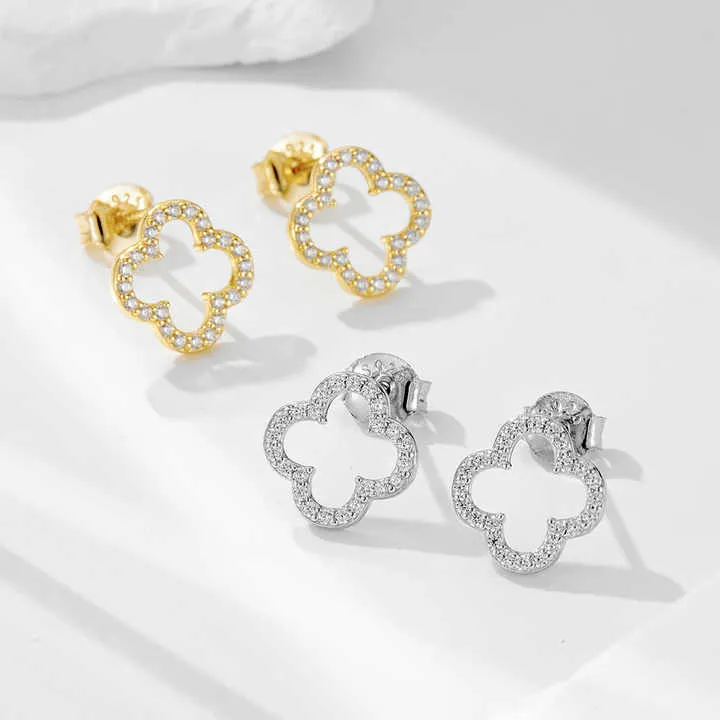 Fashion Simple Hollow Four-Leaf Clover-أقراط أذن أنيقة بسيطة