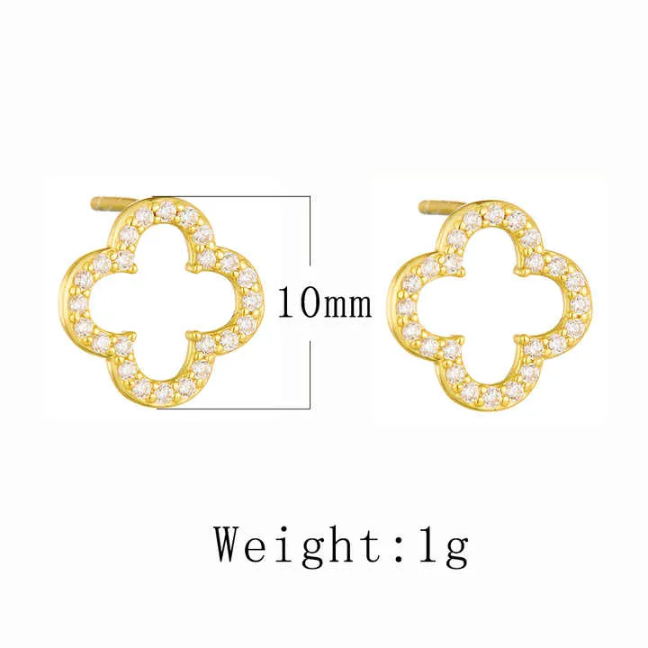 Fashion Simple Hollow Four-Leaf Clover-أقراط أذن أنيقة بسيطة