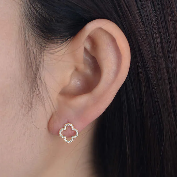 Fashion Simple Hollow Four-Leaf Clover-أقراط أذن أنيقة بسيطة