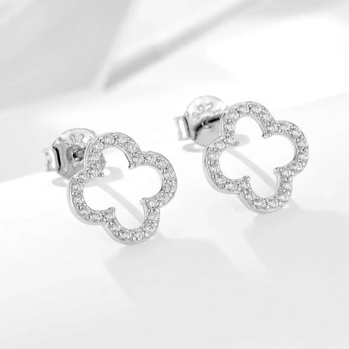 Fashion Simple Hollow Four-Leaf Clover-أقراط أذن أنيقة بسيطة