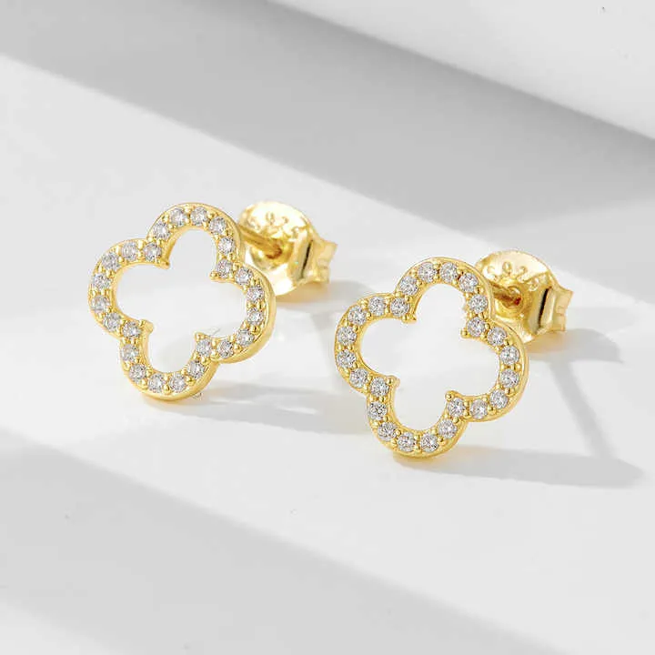 Fashion Simple Hollow Four-Leaf Clover-أقراط أذن أنيقة بسيطة
