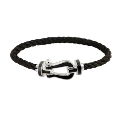 FRED PARIS FORCE 10 BRACELET WHITE GOLD AND BLACK LACQUE (L)