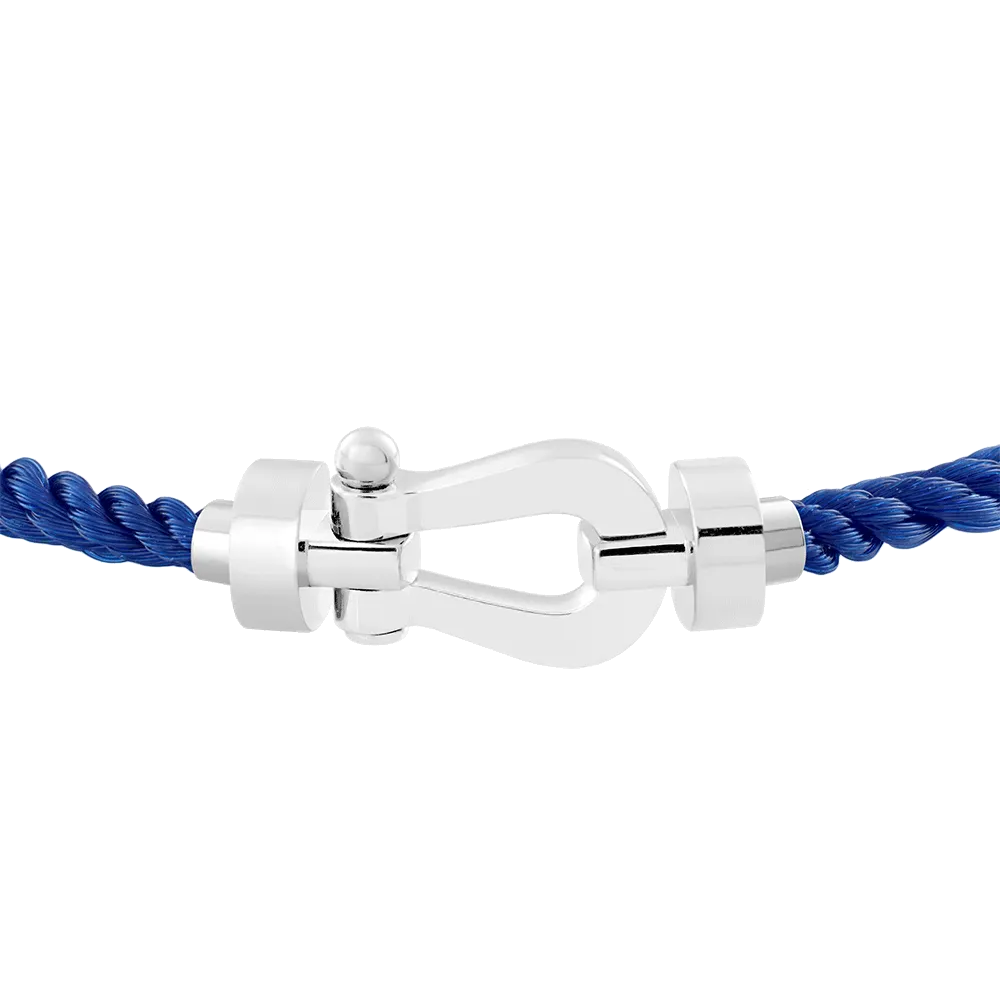FRED PARIS FORCE 10 BRACELET WHITE GOLD BUCKLE AND BLUE ROPE CABLE (M)
