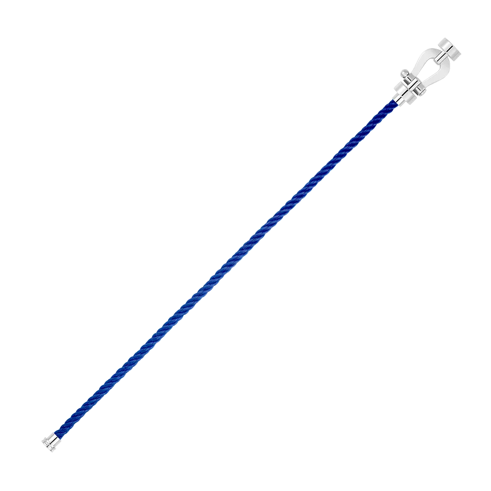 FRED PARIS FORCE 10 BRACELET WHITE GOLD BUCKLE AND BLUE ROPE CABLE (M)