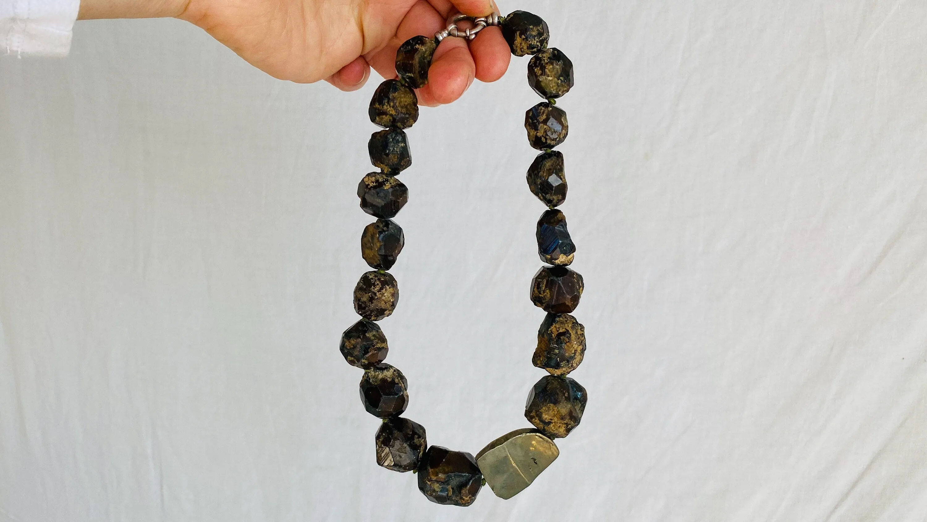 Garnet Crystals & Pyrite Necklace.