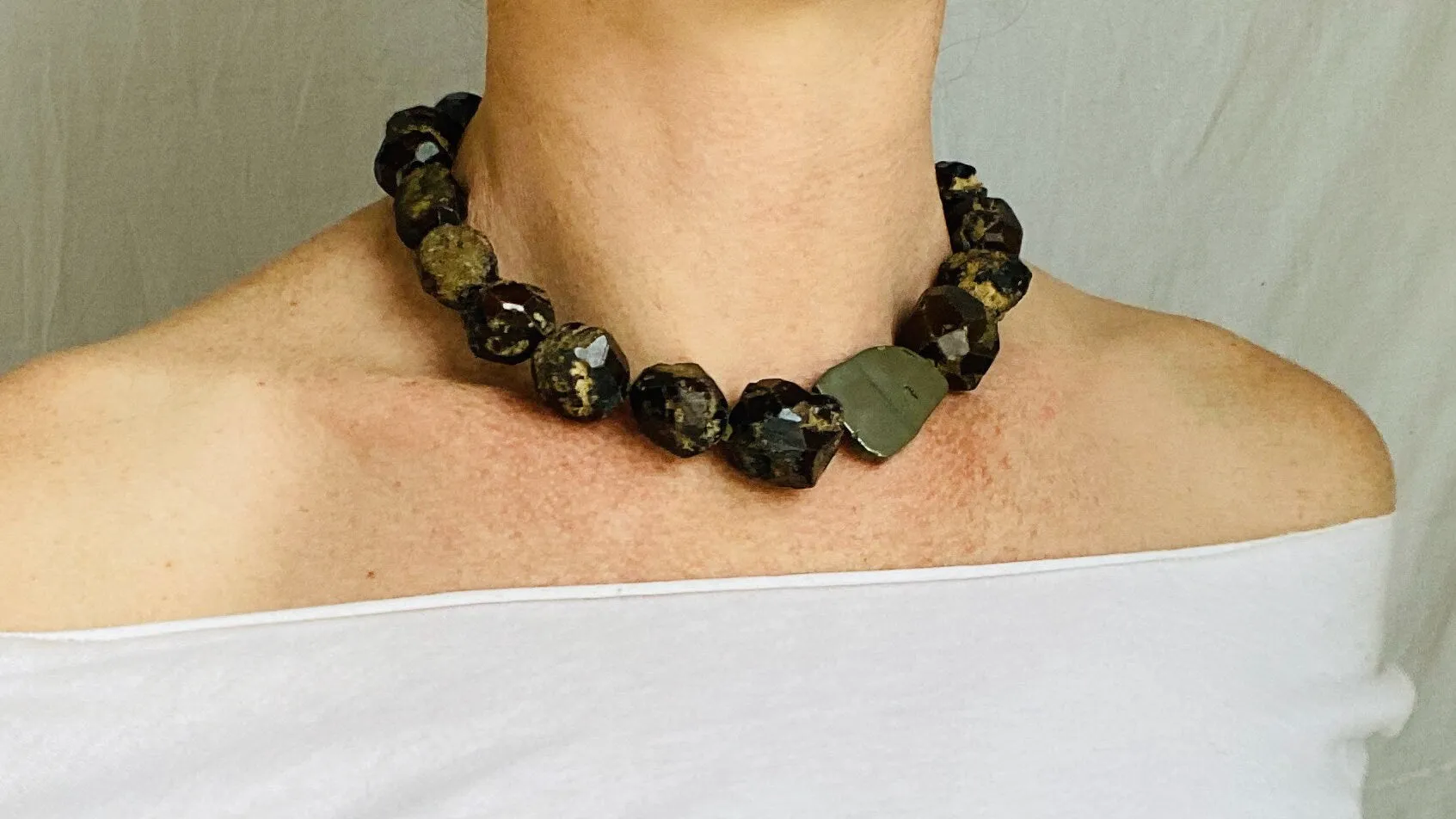 Garnet Crystals & Pyrite Necklace.