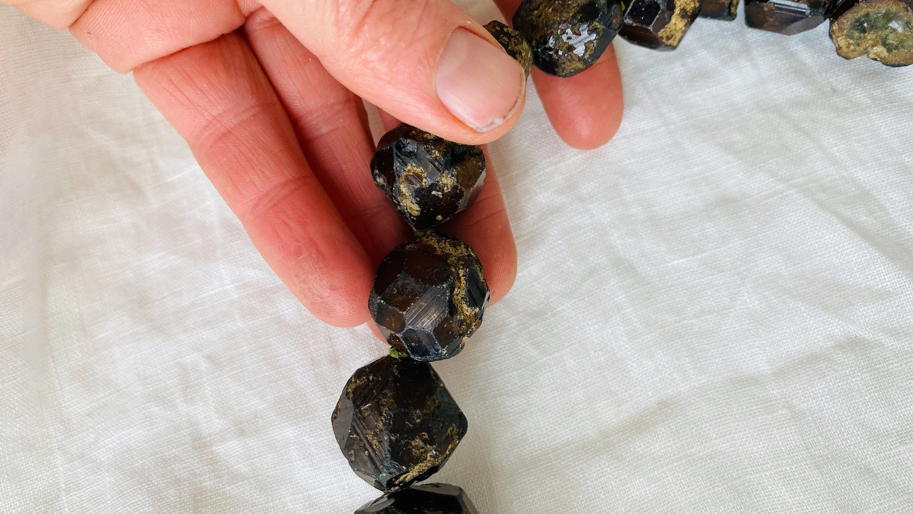 Garnet Crystals & Pyrite Necklace.