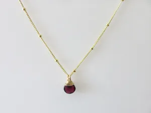 Gold Trinket Garnet Stone Necklace by Lotus