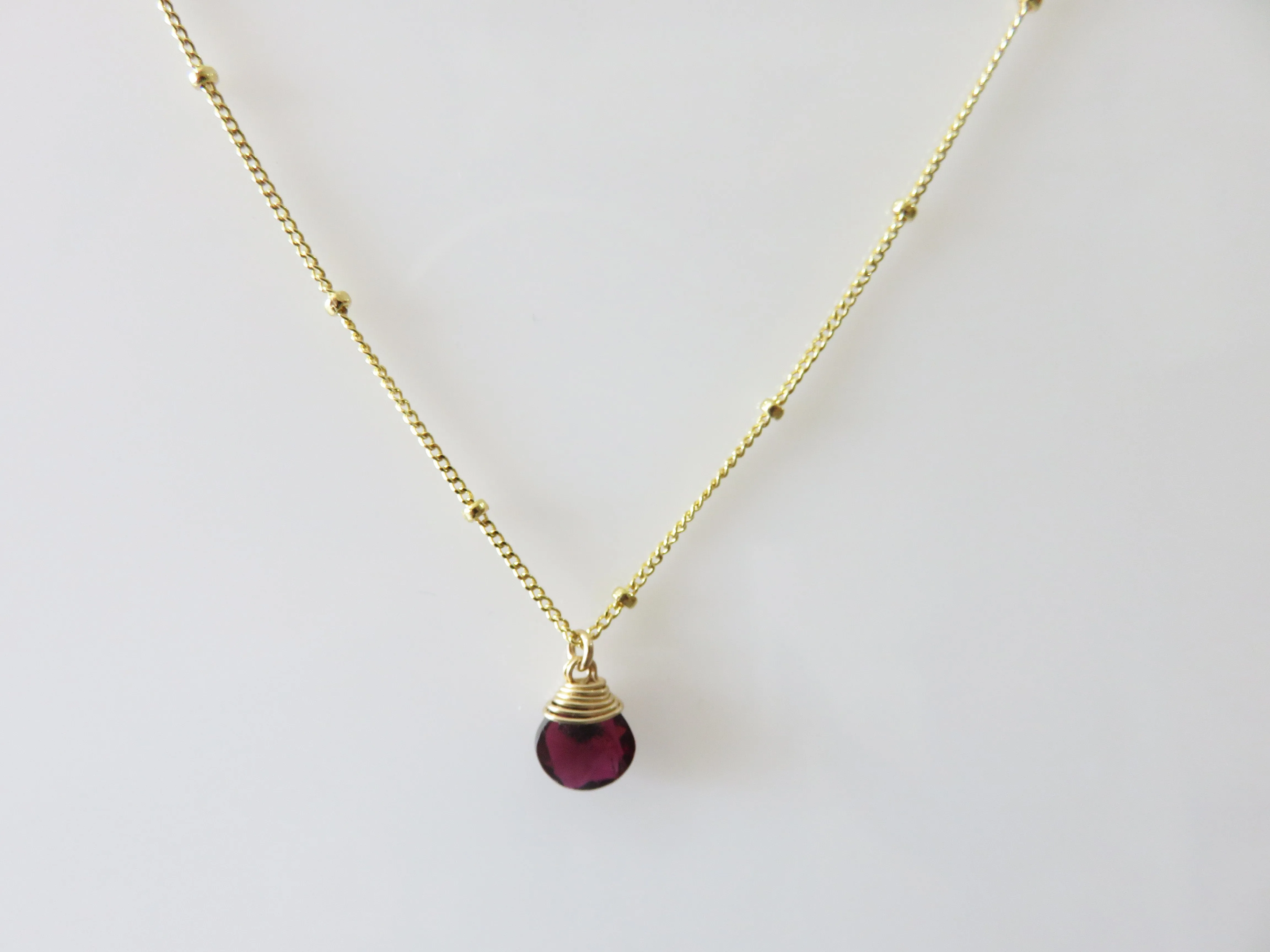 Gold Trinket Garnet Stone Necklace by Lotus