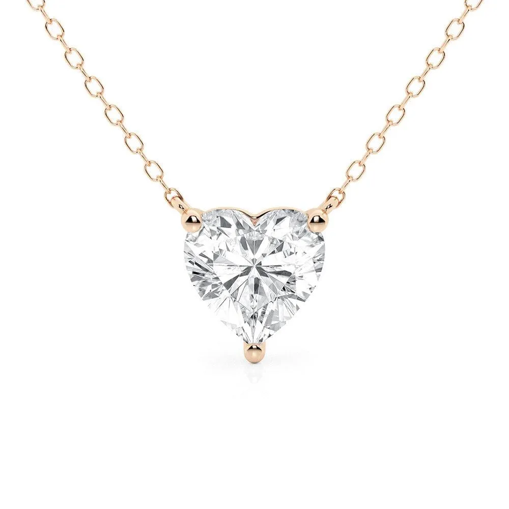 Heart Cut Moissanite Solitaire Pendant Necklace