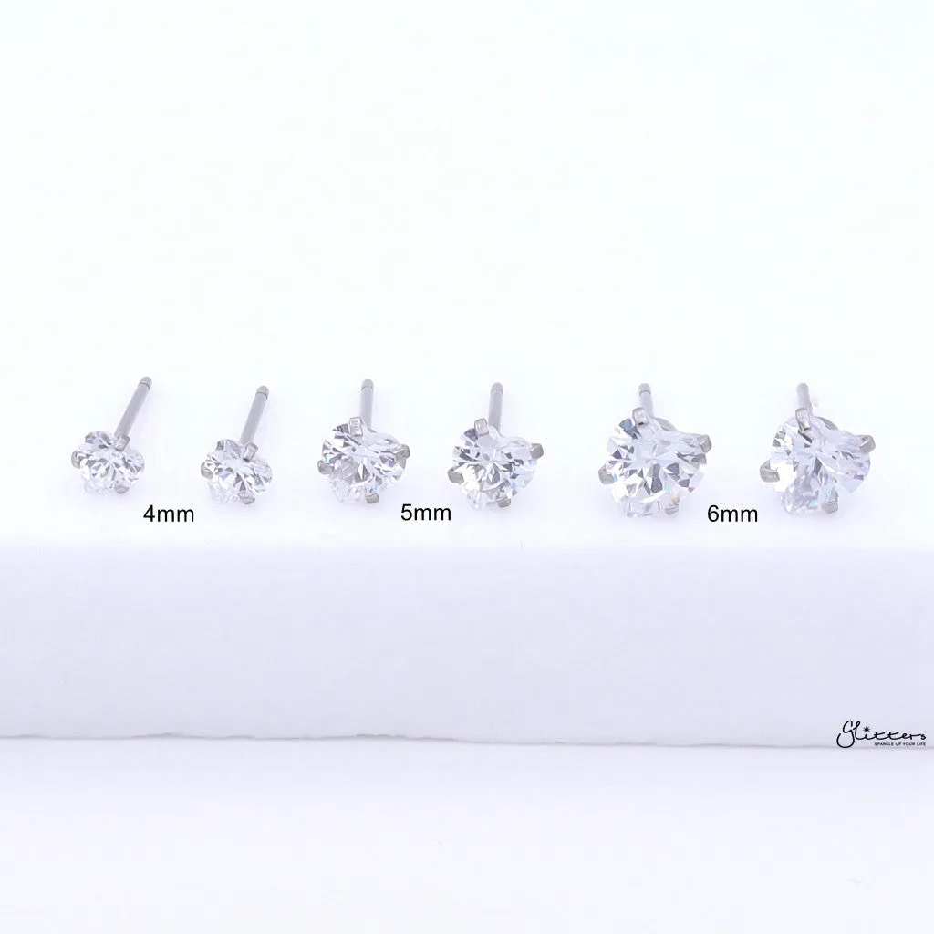 Heart CZ Stainless Steel Stud Earrings