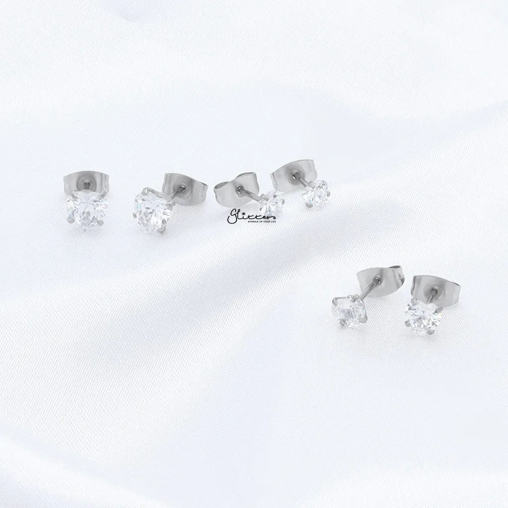 Heart CZ Stainless Steel Stud Earrings