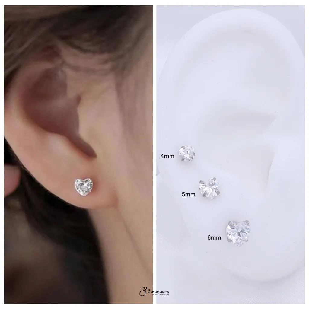 Heart CZ Stainless Steel Stud Earrings