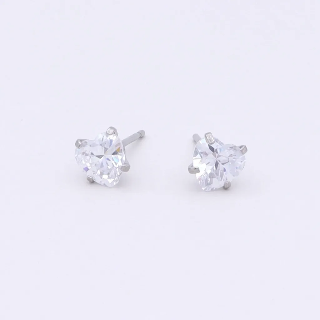 Heart CZ Stainless Steel Stud Earrings