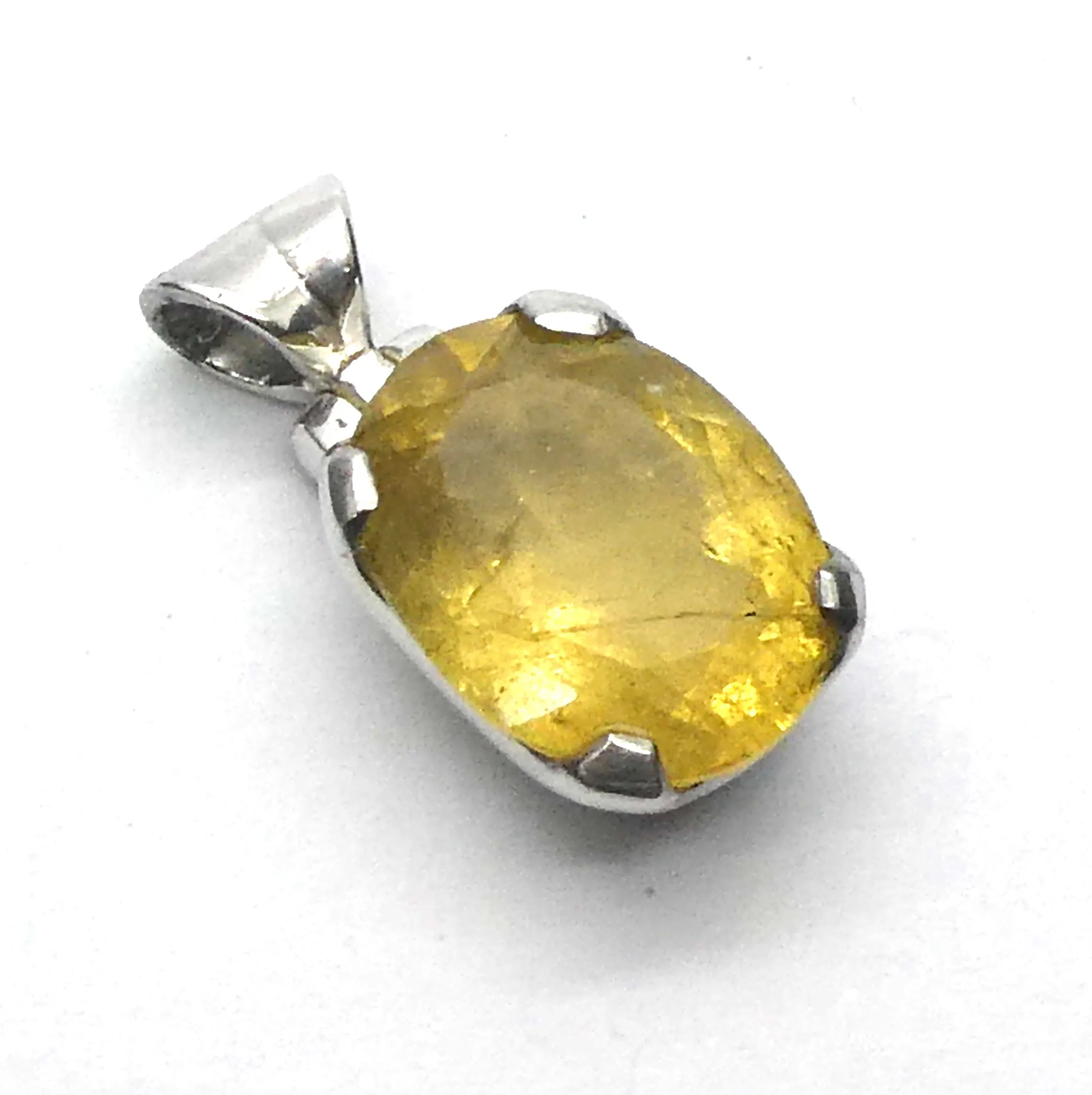 Heliodor Pendant, Golden Beryl, Faceted Oval, 925 Sterling Silver