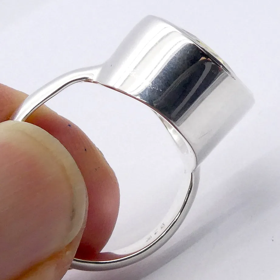 Heliodor Ring, Golden Beryl, Faceted Oblong, 925 Sterling Silver,Size 8.75