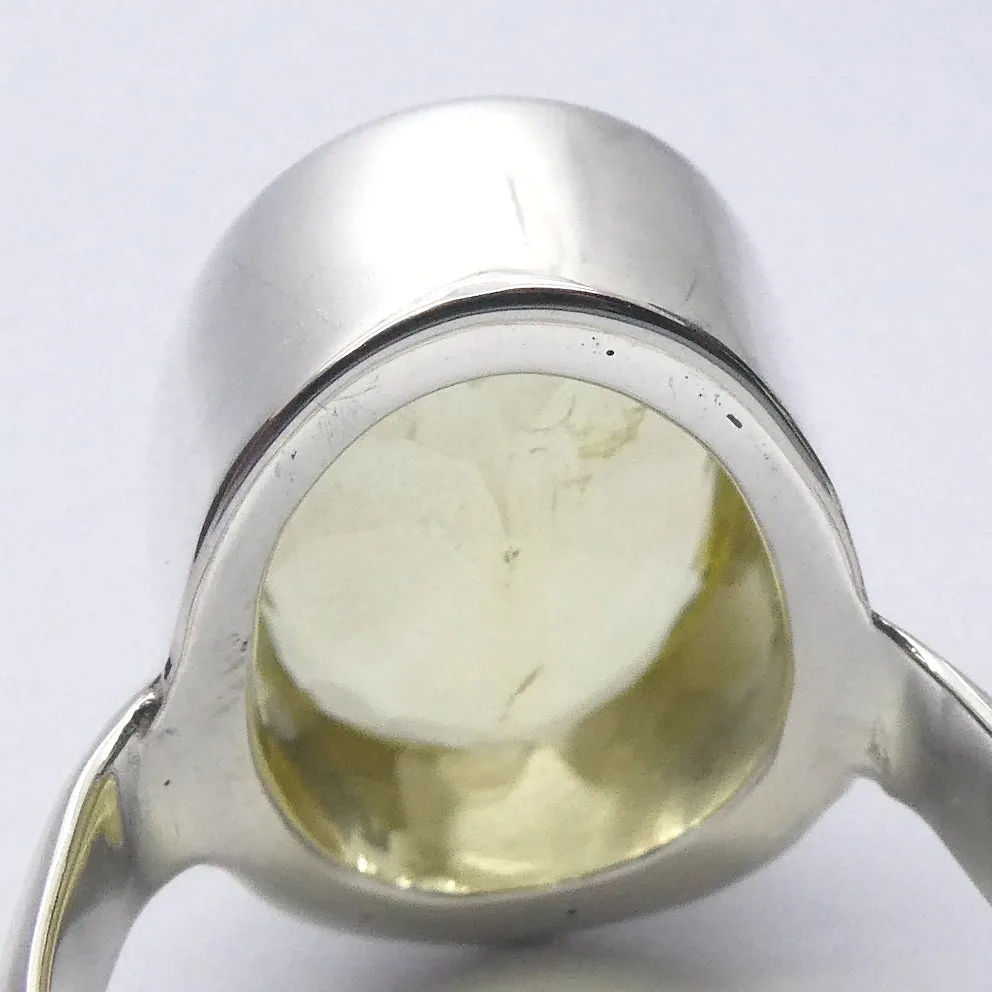 Heliodor Ring, Golden Beryl, Faceted Oblong, 925 Sterling Silver,Size 8.75