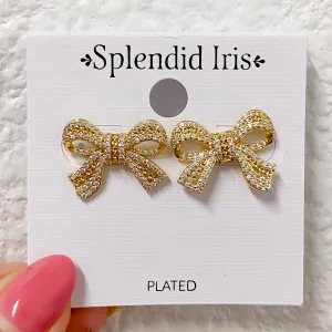 Large Pave Bow Stud Earrings