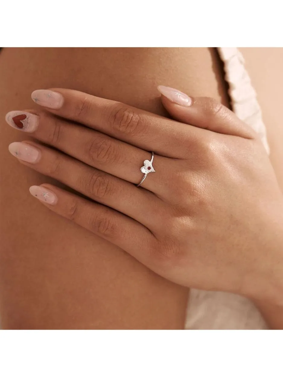 Love Heart Garnet Ring
